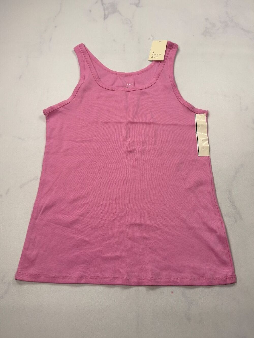 A New Day Tank Pink Scoop Neck Ribbed Stretch - Womens L NWT